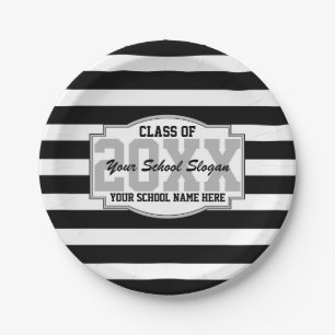 Striped Class of 2023 Graduation Party Paper Plate