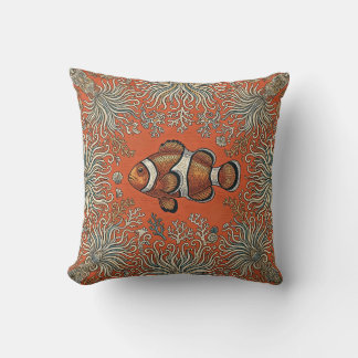 Striped Clownfish Pillow Cover, Sea Anemone Garden