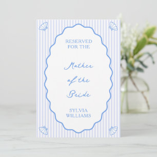 Striped Coastal Reserved Seat Wedding Blue Sign  Card