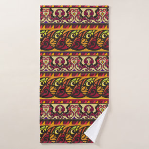 Striped colourful ethnic seamless ornament. Floral Bath Towel