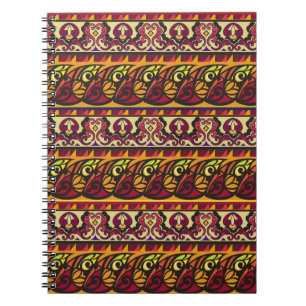 Striped colourful ethnic seamless ornament. Floral Notebook