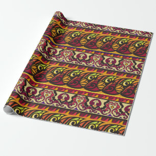 Striped colourful ethnic seamless ornament. Floral Wrapping Paper