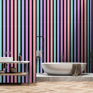 Striped Colourful Pattern Custom Colours Black Wallpaper