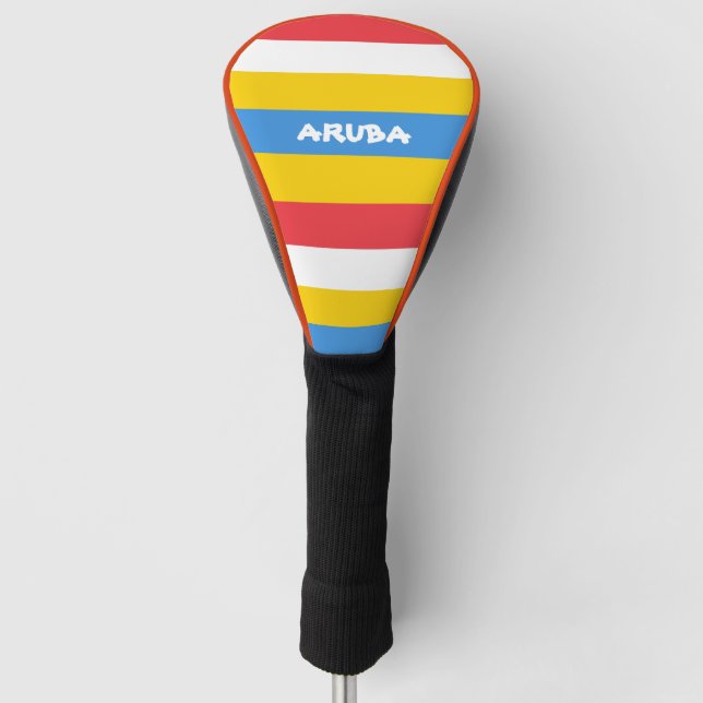 Striped Colours of Aruba Flag  Golf Head Cover (Front)