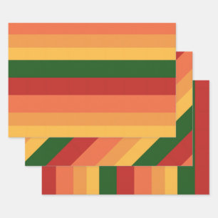 Striped Colours of Autumn Wrapping Paper Sheets