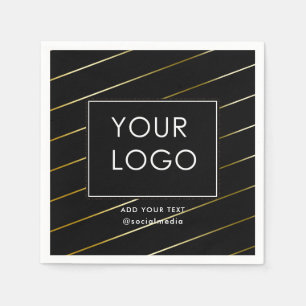 Striped Company Business Corporate Logo Black Napkin