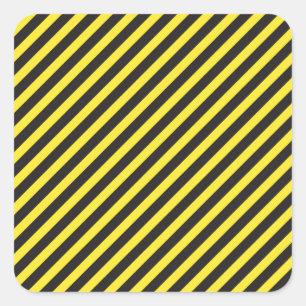 Striped Construction - Yellow & Black Diagonal Square Sticker
