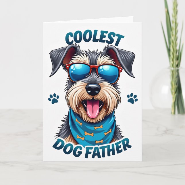 Striped Coolest Dog Father Card (Front)