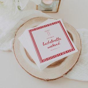 Striped Coquette Bow Custom Bachelorette Napkin