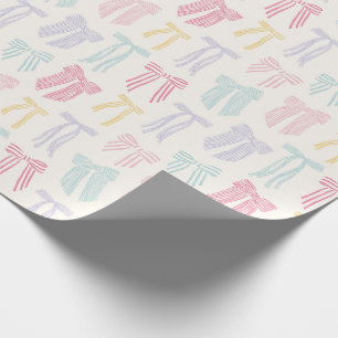 Striped Coquette Bows mint pink yellow lilac Wrapping Paper