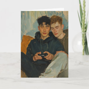 Striped Couch Game Night Card
