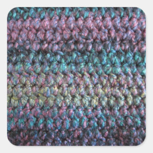 Striped crocheted knitted wool square sticker
