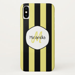 Striped Cucumber Beetle Pattern Name and Monogram iPhone X Case