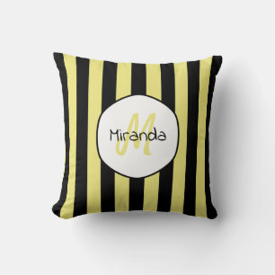 Striped Cucumber Beetle Pattern Name and Monogram Cushion