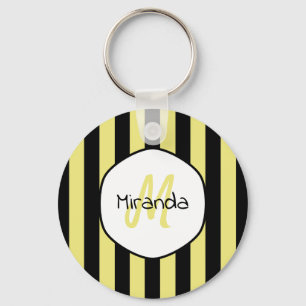 Striped Cucumber Beetle Pattern Name and Monogram Key Ring