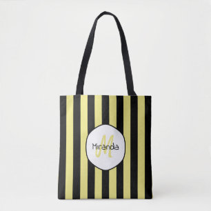 Striped Cucumber Beetle Pattern Name and Monogram Tote Bag