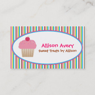 Striped Cupcake Calling Business Card