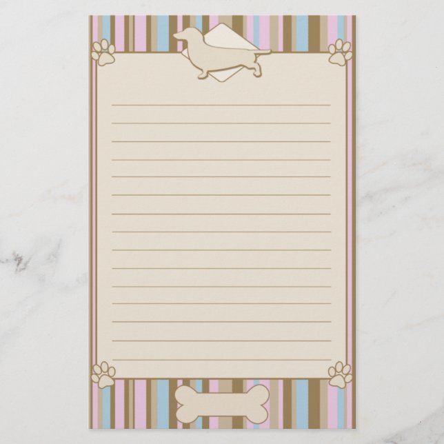 Striped Dachshund Stationery (Front)