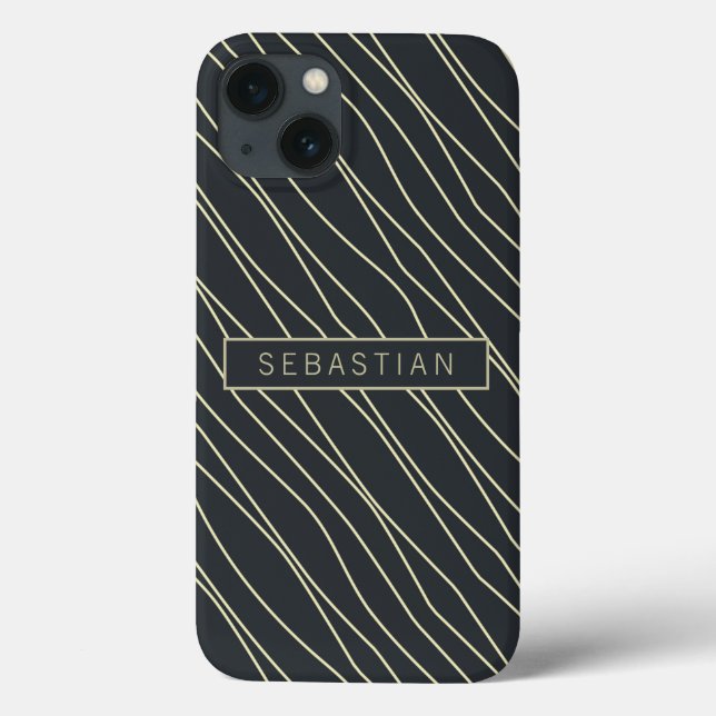 Striped Dark Blue Pattern Personalised Case-Mate iPhone Case (Back)