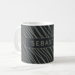 Striped Dark Blue Pattern Personalised Coffee Mug