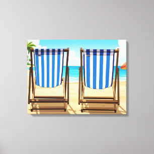 Striped deckchairs canvas print