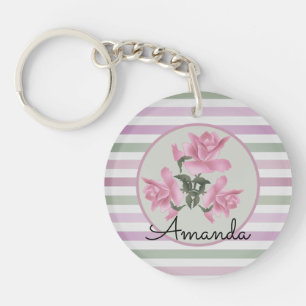 Striped delicate pattern classic key ring
