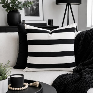 Striped Delight Black and White Cushion