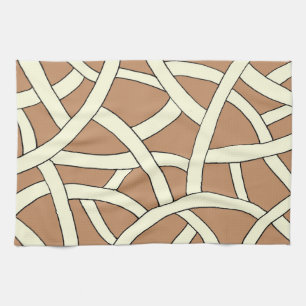 Striped design Brown Cream Tea Towel