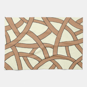 Striped design Brown Cream Tea Towel