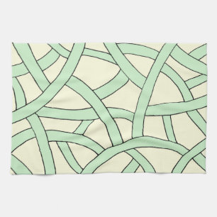 Striped design Green Cream Tea Towel
