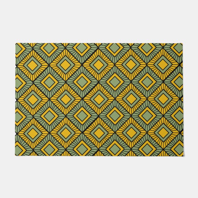 Striped Diamonds - Green  Doormat (Front)