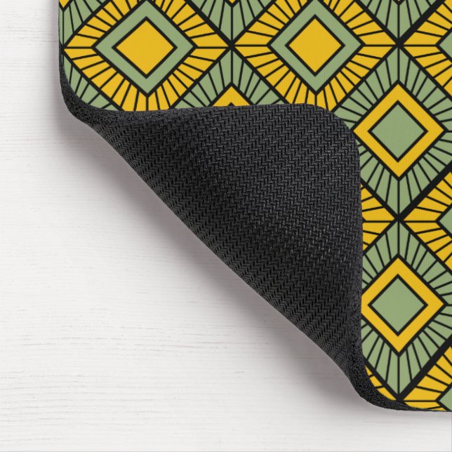 Striped Diamonds - Green  Mouse Mat (Corner)