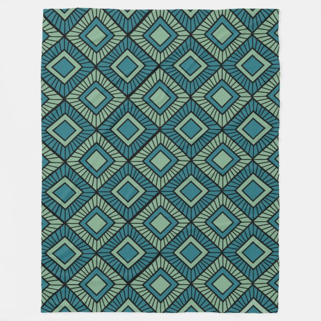 Striped Diamonds - Teal  Fleece Blanket (Front)