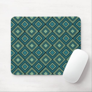 Striped Diamonds - Teal  Mouse Mat
