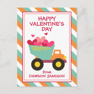 Striped Dump Truck Personalised Valentine's Cards