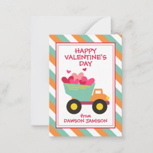 Striped Dump Truck Valentine's Classroom Cards
