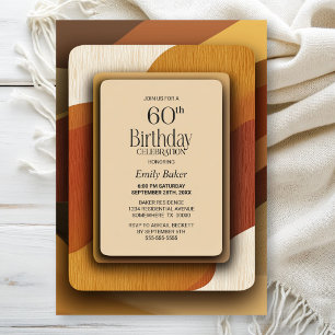 Striped Earthy Toned 60th Birthday Party Invitation