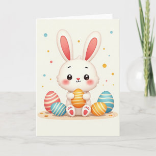 Striped Egg Rabbit Friend Card