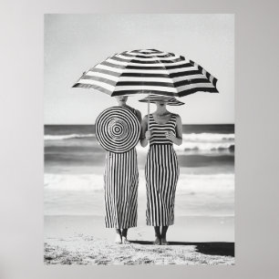 Striped Elegance by the Sea Poster