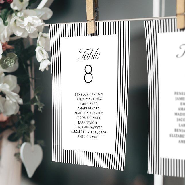 Striped Elegance Class Wedding Seating Charts Invitation (Striped Elegance Class Wedding Seating Charts Invitation)