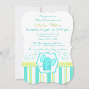 Striped Elephant Baby Shower Invitation