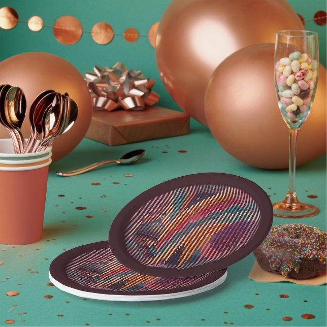 Striped Fantasy Dome Paper Plate – Customisable (Multi)