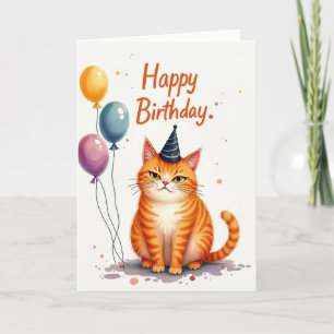 Striped Feline Party Card