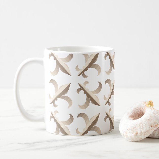 Striped fleur de lis pattern coffee mug (With Donut)