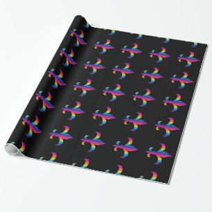 Striped Fleur de lis Wrapping Paper