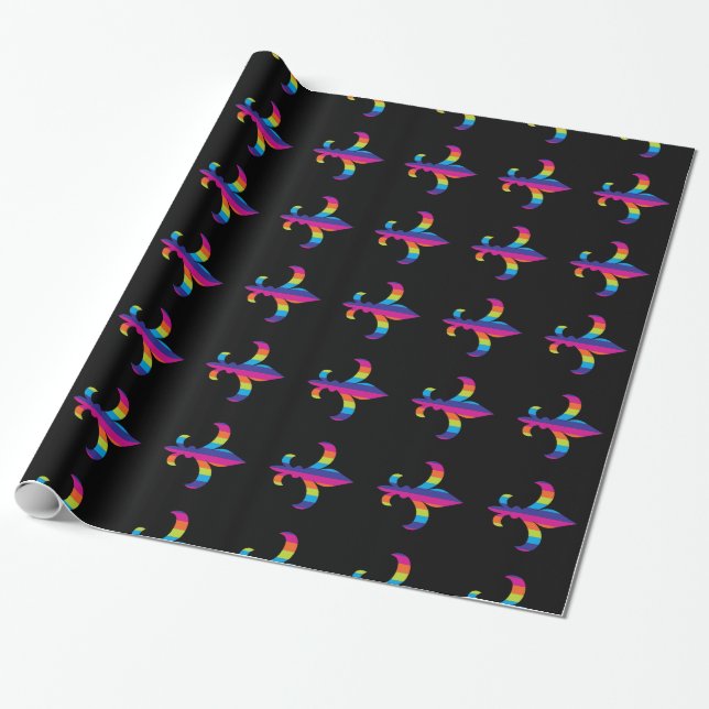 Striped Fleur de lis Wrapping Paper (Unrolled)