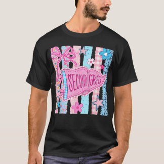 Striped Floral Pennant Flag Back To School Second T-Shirt