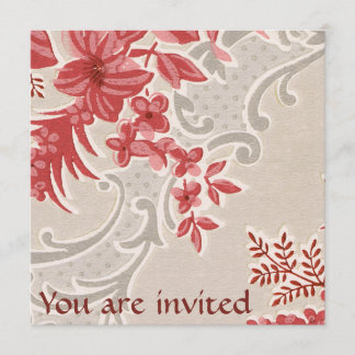 Striped Flowers Vintage Wallpaper Invitation