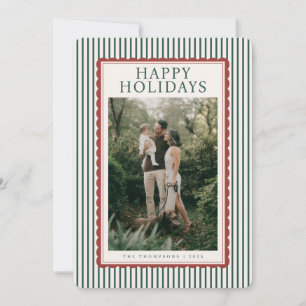 Striped Frame Holiday Photo Collage Card