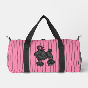 Striped French Poodle Duffel Bag